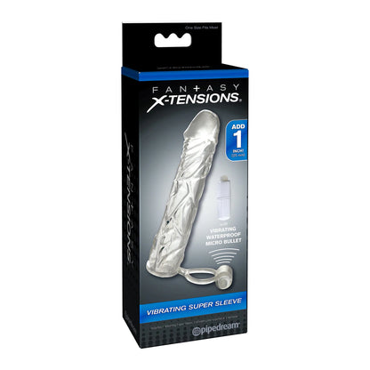 Fantasy X-tensions Vibrating Super Sleeve - Clear Male Masturbator Sleeve