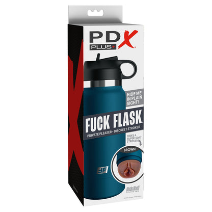 PDX Plus Fuck Flask Stroker – Private Pleaser, Discreet Design, Blue Bottle Brown