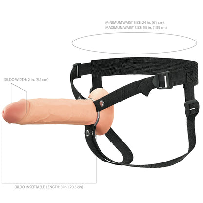 Fantasy X-Tensions Elite 8" Silicone Hollow Strap-On Dual Density Light