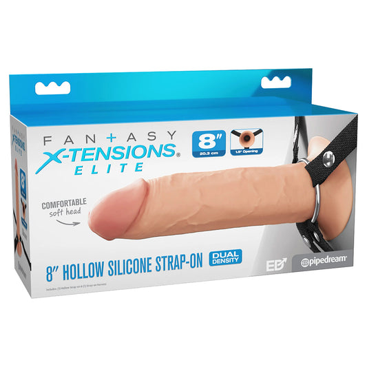 Fantasy X-Tensions Elite 8" Silicone Hollow Strap-On Dual Density Light