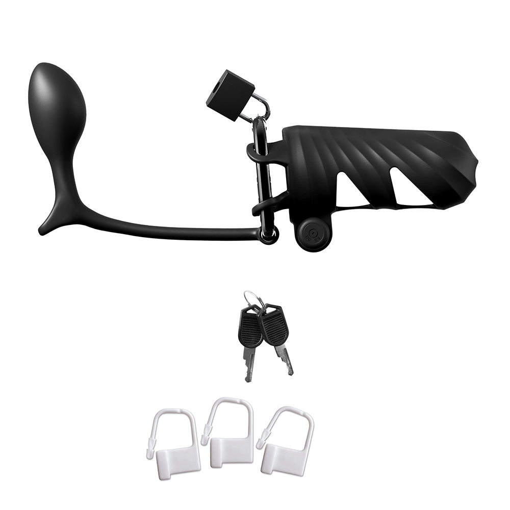 Fantasy C-Ringz Vibrating Cock Blocker With Ass-Gasm Plug Black