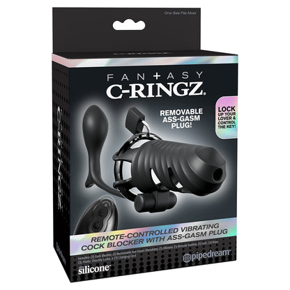 Fantasy C-Ringz Vibrating Cock Blocker With Ass-Gasm Plug Black