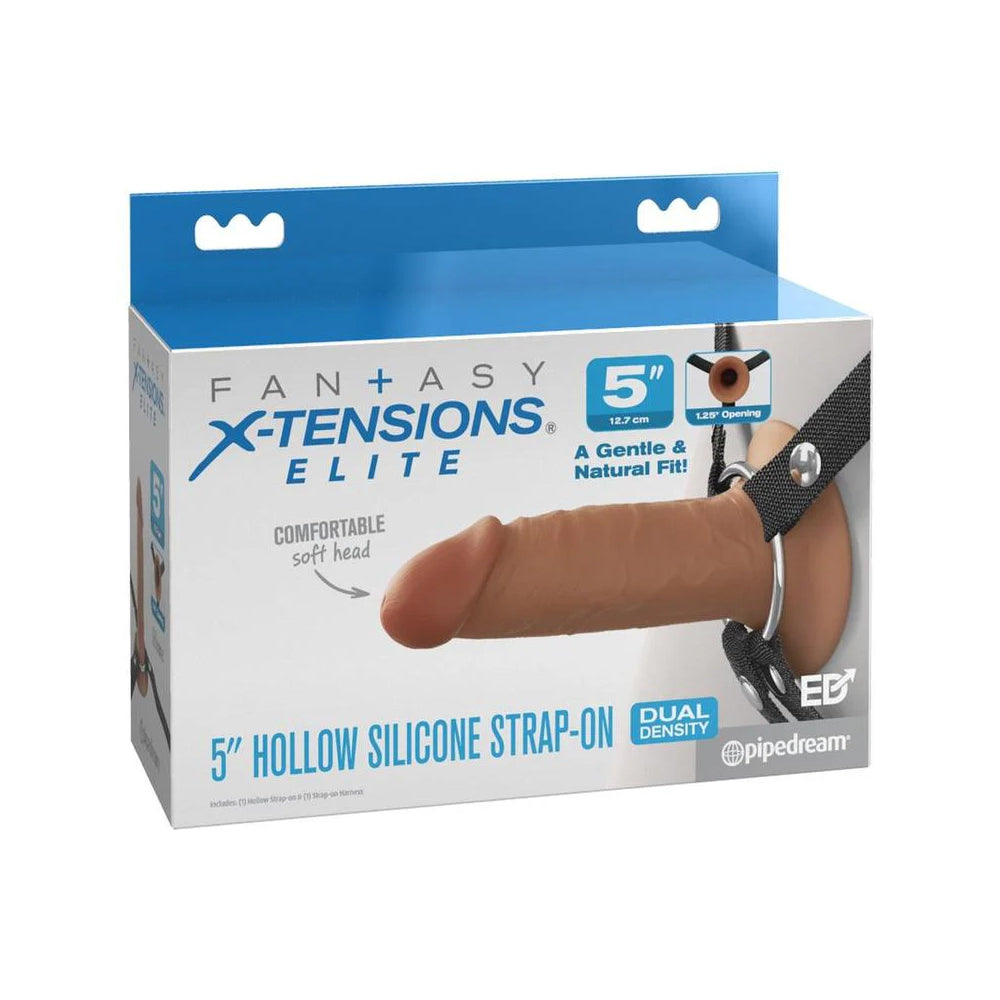 Fantasy X-Tensions Elite 5" Silicone Hollow Strap-On Dual Density Brown