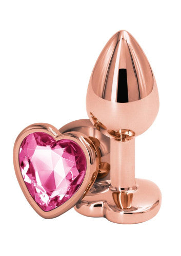 Rear Assets Rose Gold Heart Anal Plug - Small