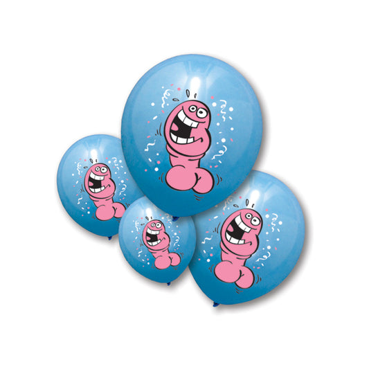 Phallic Balloons 6-Pack - Penis-Shaped Latex Party Balloons for Bachelor Parties, Assorted Colors