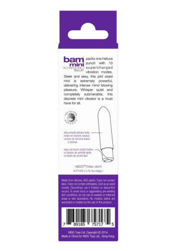 VeDO Bam Mini Rechargeable Silicone Bullet Vibrator