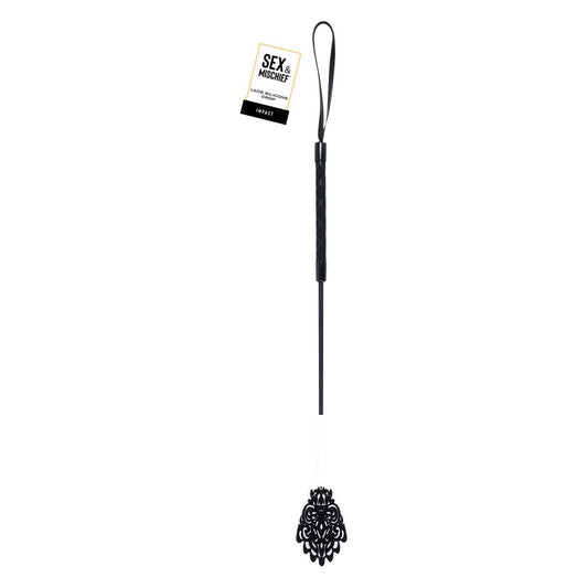 S&M Lace Silicone Crop – BDSM Riding Crop with Silicone Tip and Lace Trim