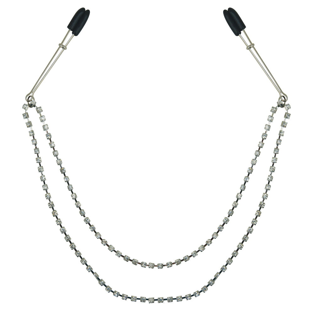 Midnight Bling Nipple Clips - Crystal Nipple Jewelry, Adjustable Clip-On