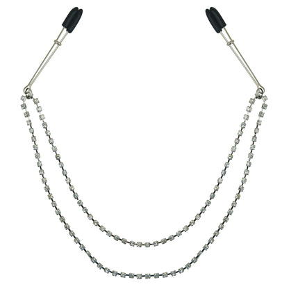 Midnight Bling Nipple Clips - Crystal Nipple Jewelry, Adjustable Clip-On