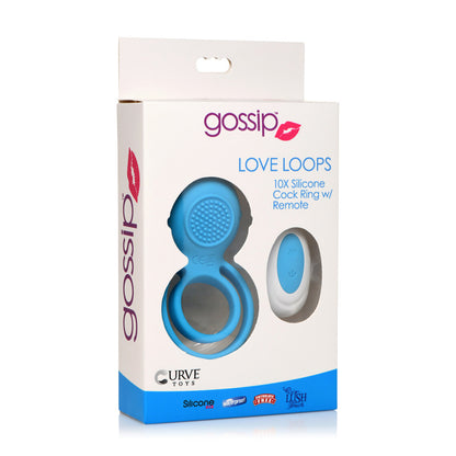 Gossip Love Loops 10x Silicone Cock Ring with Remote Control – Azure