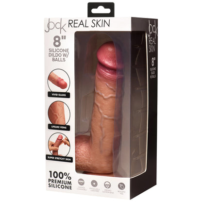 Jock Real Skin 8" Silicone Dildo W/ Balls Medium