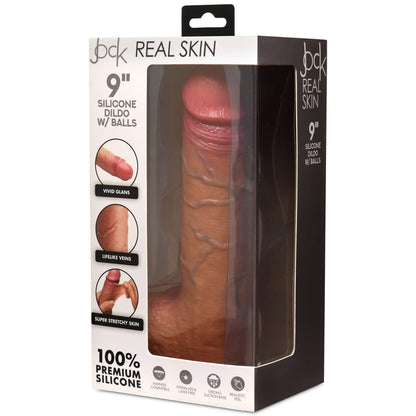 Jock Real Skin 9" Silicone Dildo W/ Balls Medium