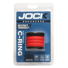 Jock Enhancers 2-In-1 Silicone Cock Ring Red