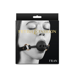 Fetish & Fashion Fran Black Alternate Package – Adjustable PU Leather Ball Gag