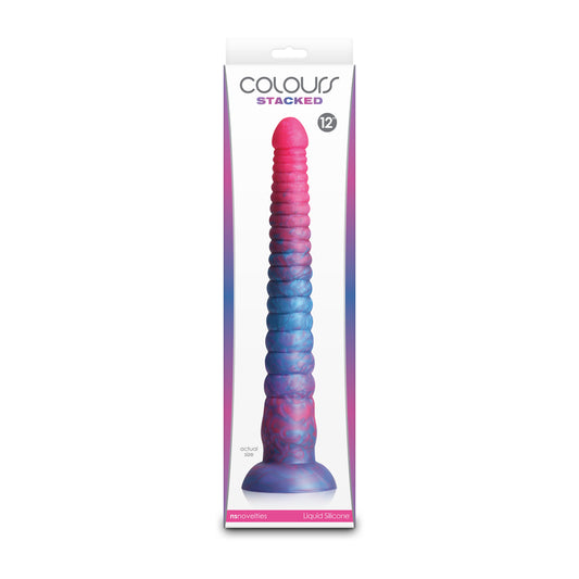 Colours Stacked 12" Dildo Pink/Blue
