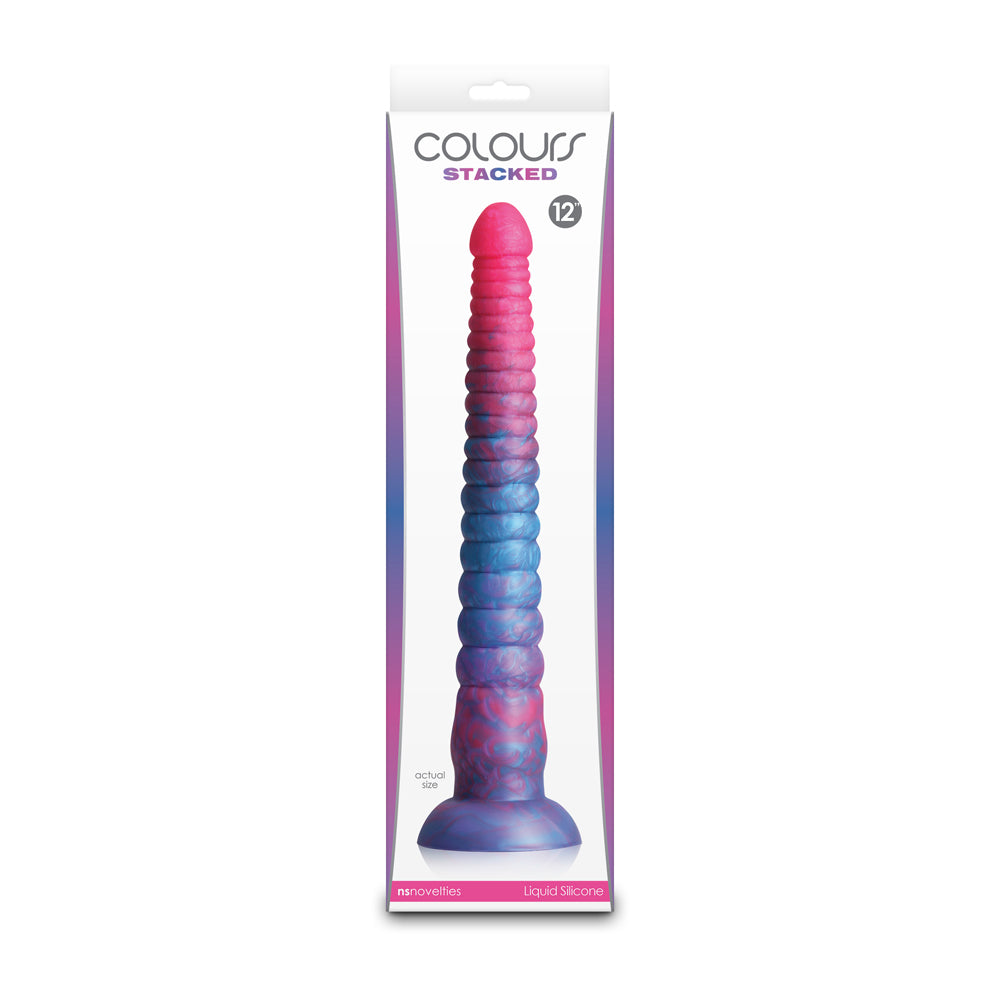 Colours Stacked 12" Dildo Pink/Blue