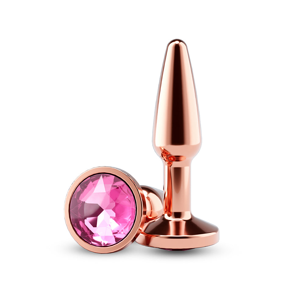 Rear Assets Tapered Small Rose Gold Pink Gem