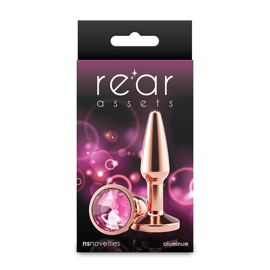 Rear Assets Tapered Small Rose Gold Pink Gem