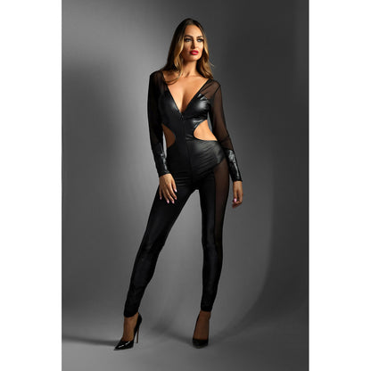 Wet Look and Mesh Catsuit - Size M/L