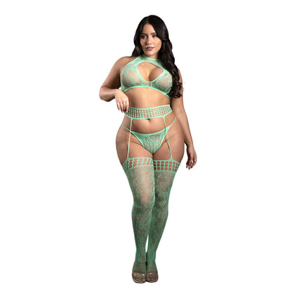 Heart Of Glass 3-Piece Gartered Stockings Set - Queen Size