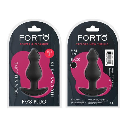 F-78 Pointee Anal Plug, 100% Silicone, Small, Black