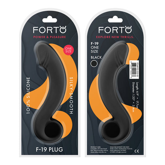 F-19 100% Silicone Anal Plug - One Size - Black