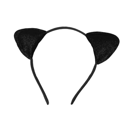 Black Baby Doll Lingerie Set with Panties and Cat Ears Headband - Medium