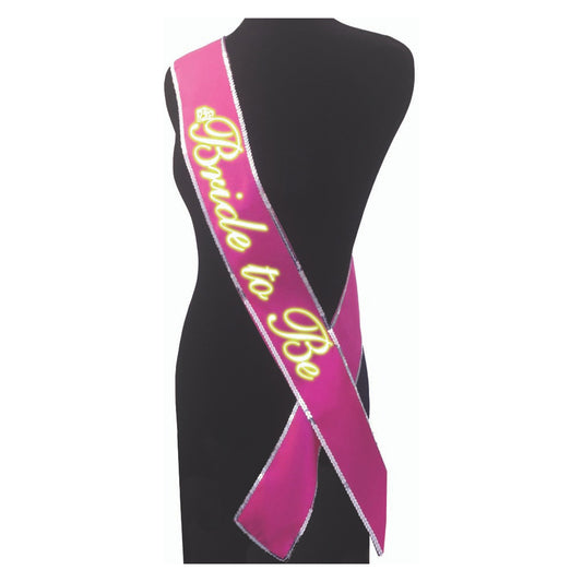 Glow in the Dark Bride To Be Sash - Hot Pink