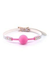 Cosmo Bondage Rainbow Ball Gag – Adjustable PU Leather Strap with Holographic Finish