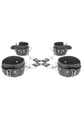 Ouch! Bonded Leather Hogtie with Hand and Ankle Cuffs for BDSM and Bondage Play