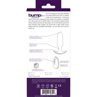 Bump Plus Rechargeable Remote-Controlled Anal Vibrator - Deep Purple