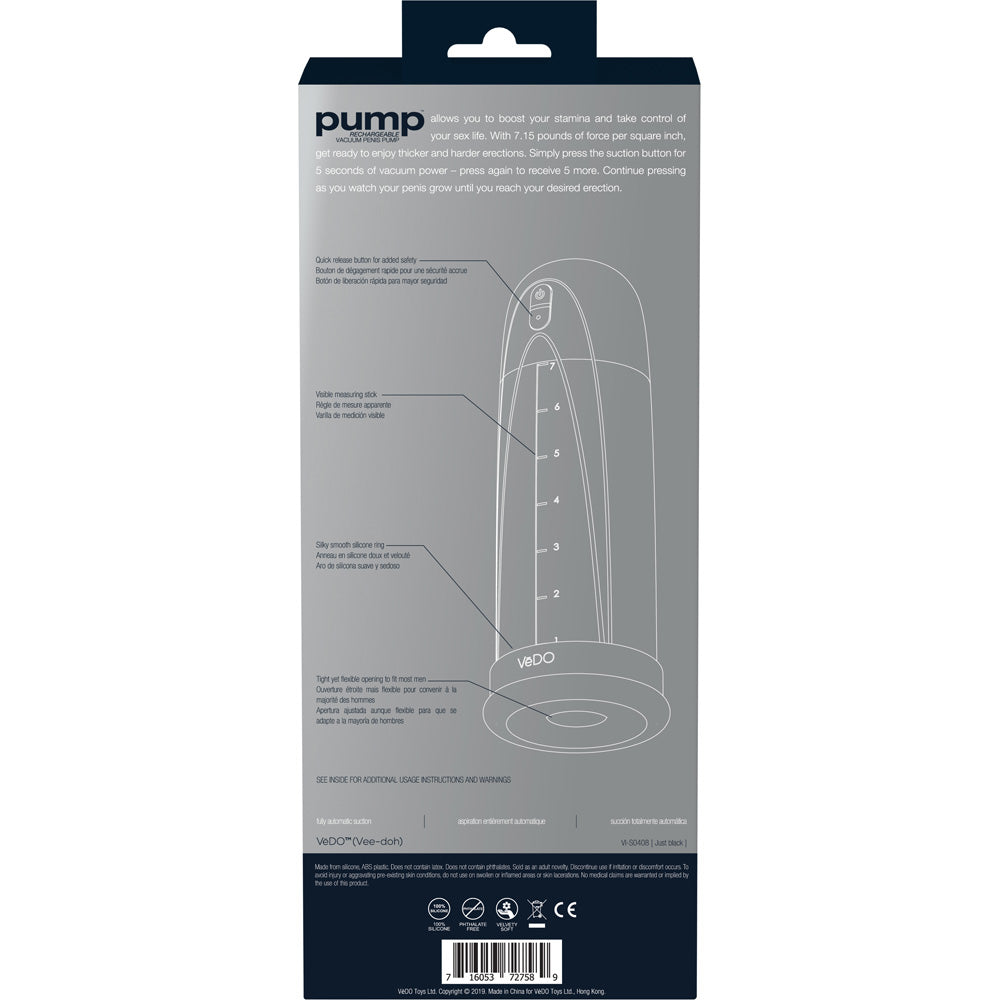 Rechargeable Vacuum Penis Pump – Black, Compact & Powerful Male Enhancement Sex Toy