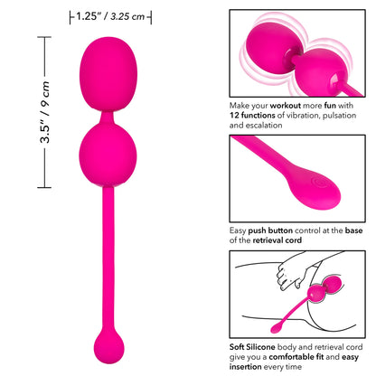 Rechargeable Dual Kegel Exerciser - Pink Pelvic Floor Trainer, USB Charging