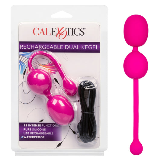 Rechargeable Dual Kegel Exerciser - Pink Pelvic Floor Trainer, USB Charging