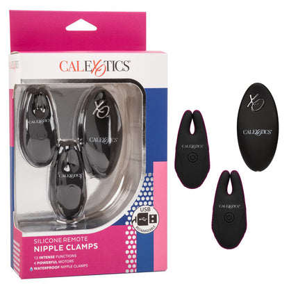 Silicone Nipple Clamps with Remote Control - Black