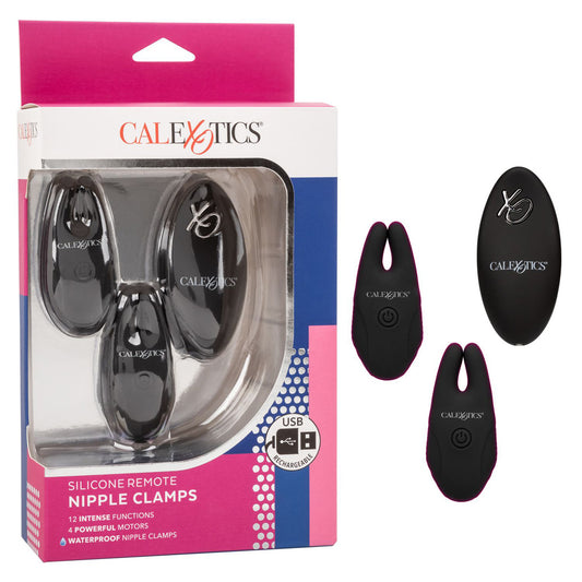 Silicone Nipple Clamps with Remote Control - Black