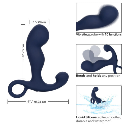Viceroy Rechargeable Command Probe - 10-Function Vibrating Anal Massager with Flexible Shaft & Retrieval Ring