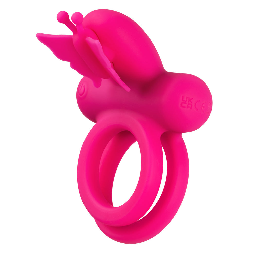 Rechargeable Silicone Butterfly Dual Ring - USB-C Charged, Body-Safe, Waterproof