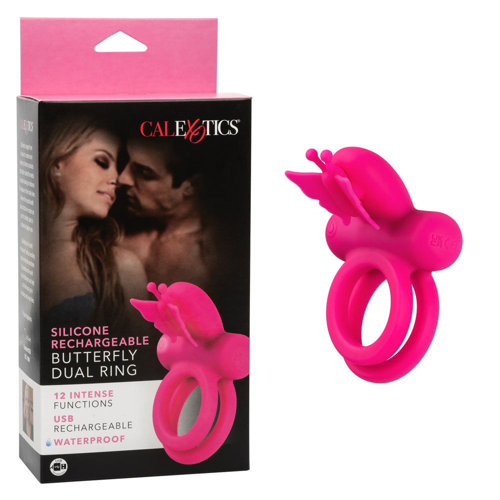 Rechargeable Silicone Butterfly Dual Ring - USB-C Charged, Body-Safe, Waterproof