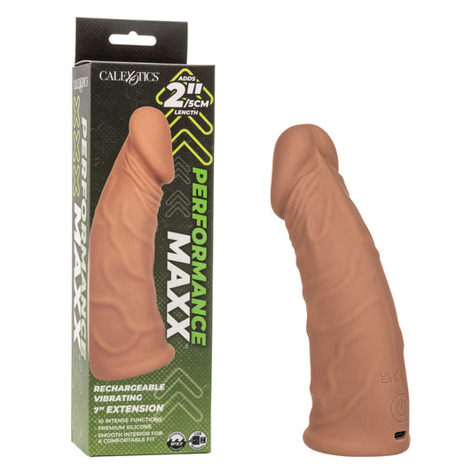 Performance Maxx Rechargeable Vibrating Extension 7" Brown