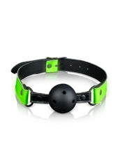 Ouch! Glow-in-the-Dark Breathable Ball Gag – Adjustable PU Leather Strap