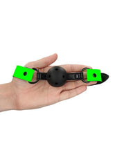 Ouch! Glow-in-the-Dark Breathable Ball Gag – Adjustable PU Leather Strap