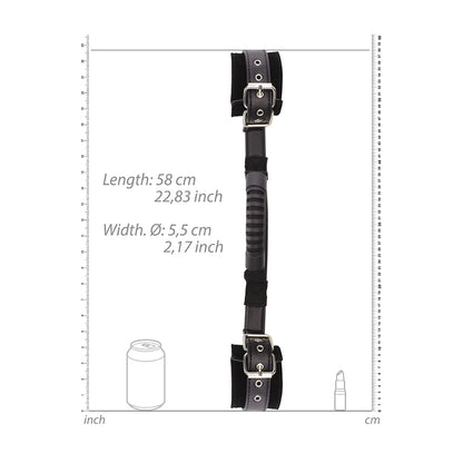 Ouch! Black & White Bonded Leather Hand Cuffs With Handle With Adjustable Straps