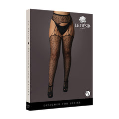 Le Desir Leopard Print Suspender Pantyhose Black Queen Size