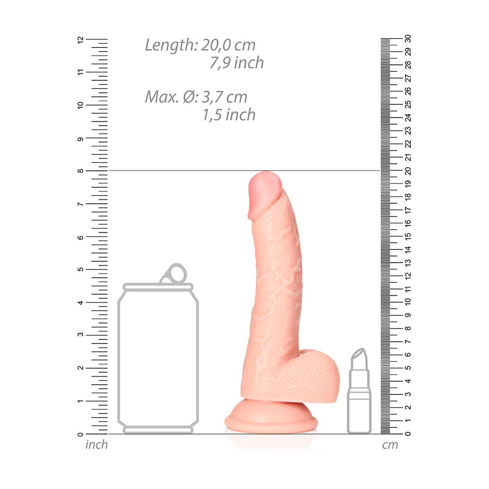 Curved Realistic Dildo With Balls And Suction Cup 7'' Flesh