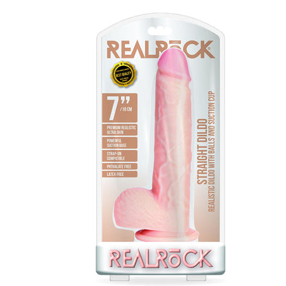 Straight Realistic Dildo With Balls And Suction Cup 7'' Flesh