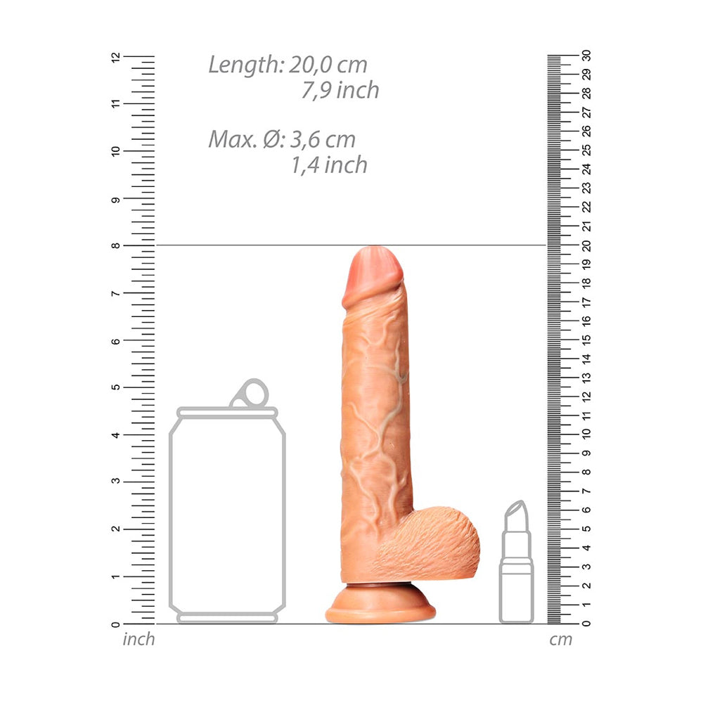 Straight Realistic Dildo With Balls And Suction Cup 7'' Tan