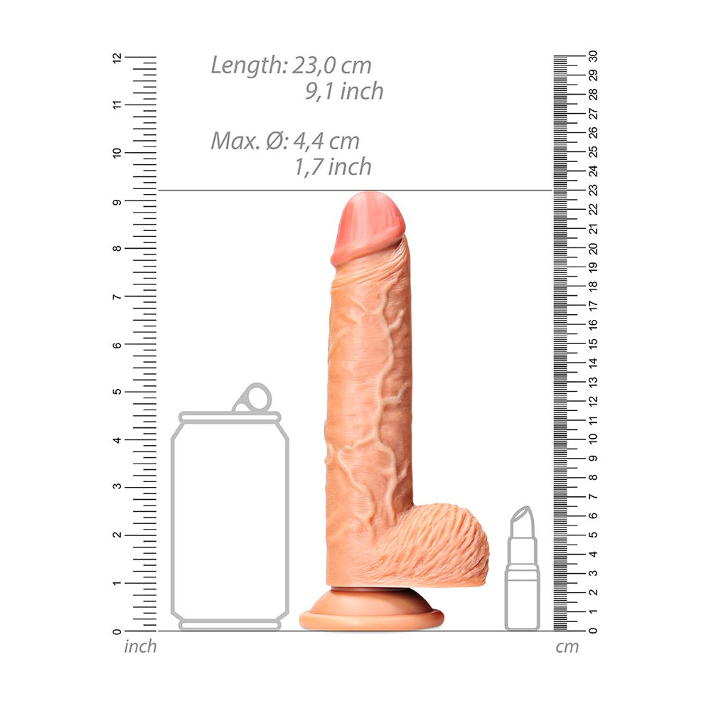 Straight Realistic Dildo With Balls And Suction Cup 8'' Tan