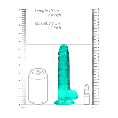 Realistic Dildo With Balls 7" Turquoise
