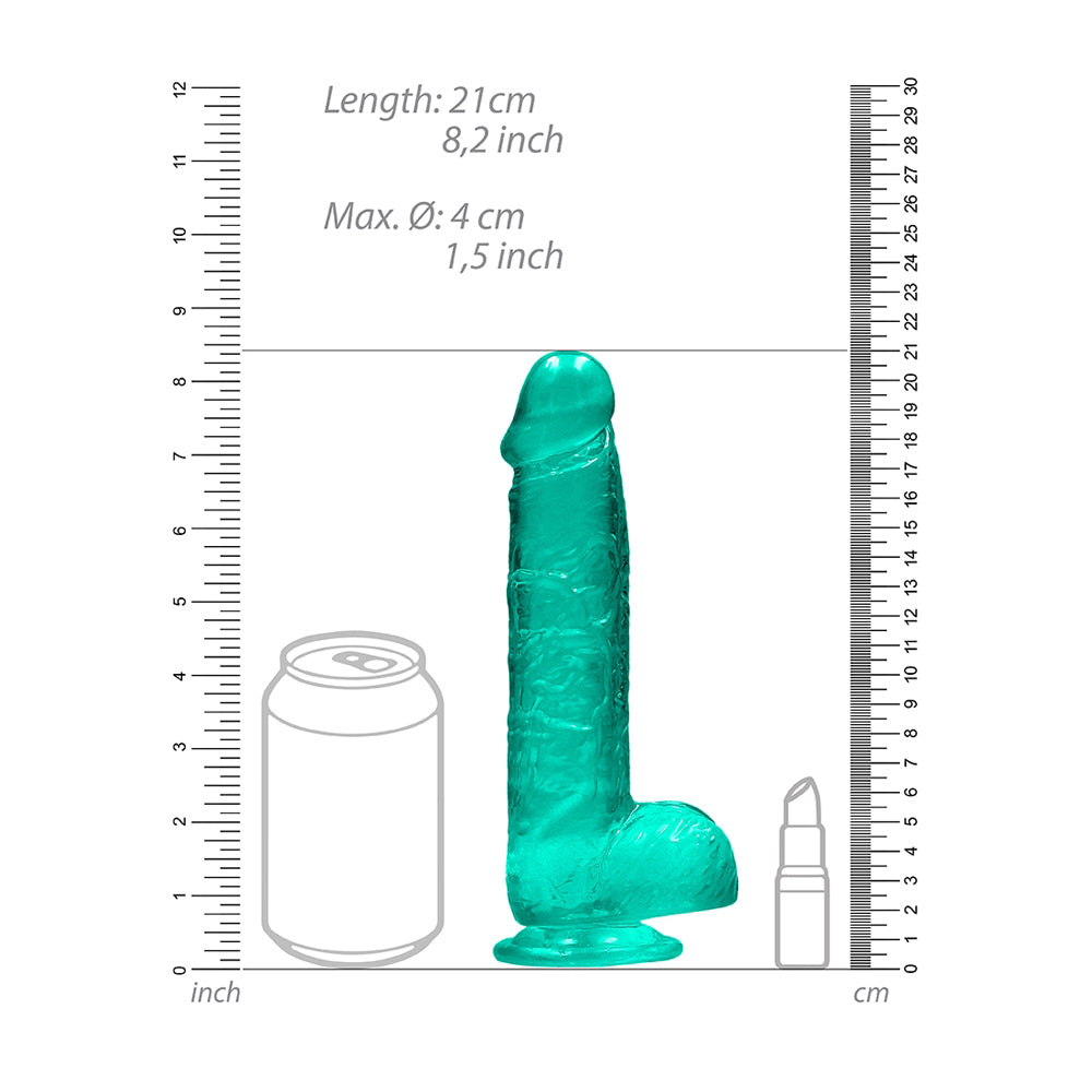 Realistic Dildo With Balls 8" Turquoise